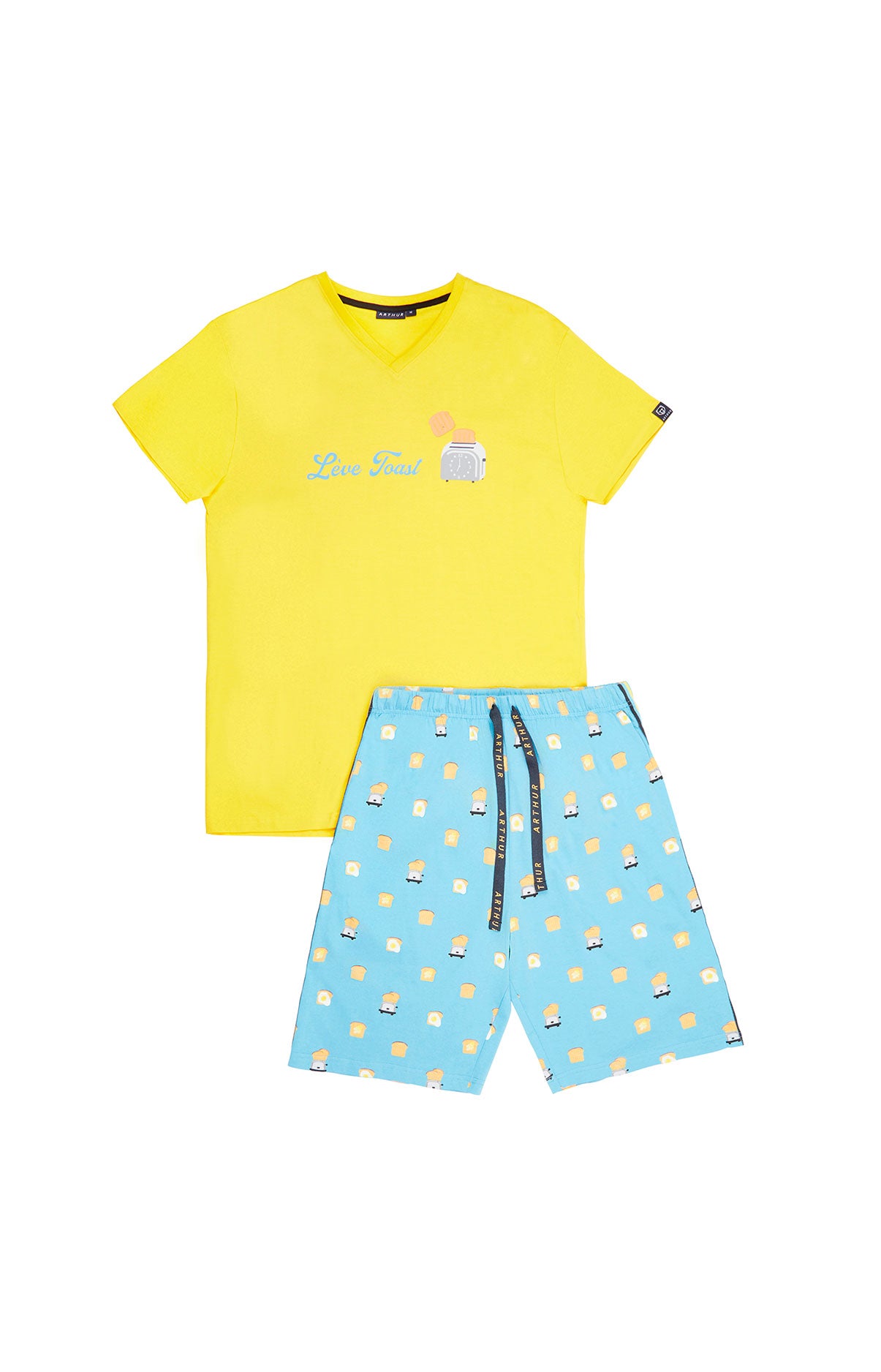 arthur-bob-toast-pyjashort-homme-bleu-coton-bio image 3