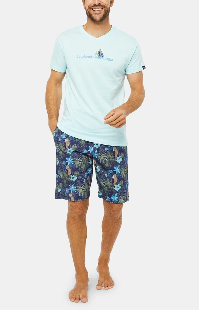 arthur-bob-pyjashort-jungle-marine-homme-coton-bio image 1