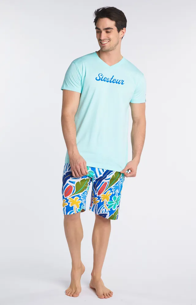 arthur-bob-malibu-pyjashort-homme-bleu-coton-bio image 1