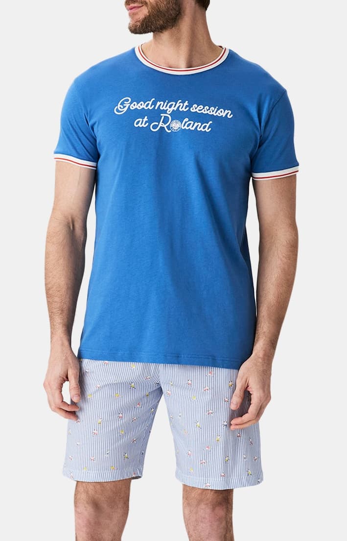 arthur-bob-good-night-session-pyjashort-homme-bleu-coton-bio image 5