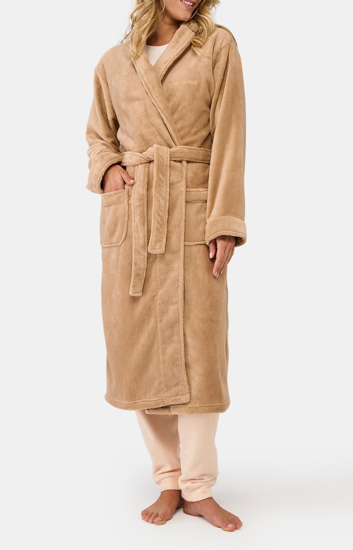 arthur-bob-robe-de-chambre-polaire-camel-chaude-femme image 1