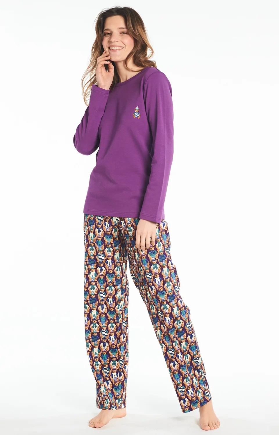 arthur-bob-teddy-violet-pyjama-femme-coton-bio image 1
